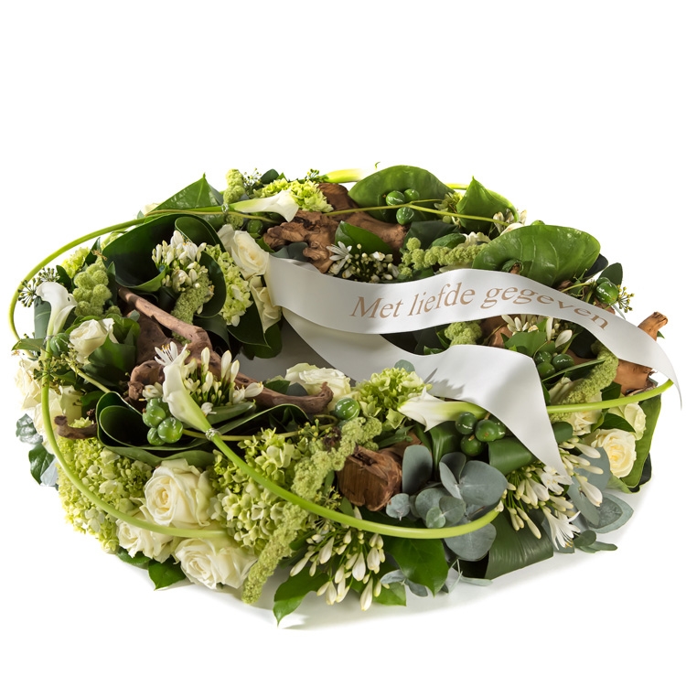 Ajourkrans wit/groen