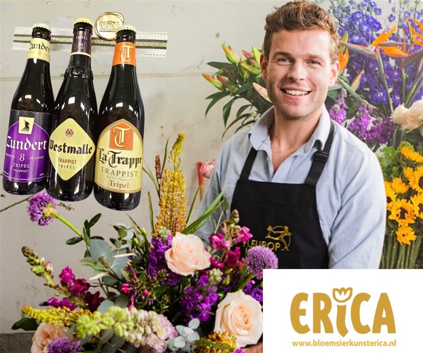 Triootje trappist + seizoensbloemen