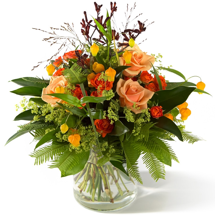Rouwboeket rond oranje